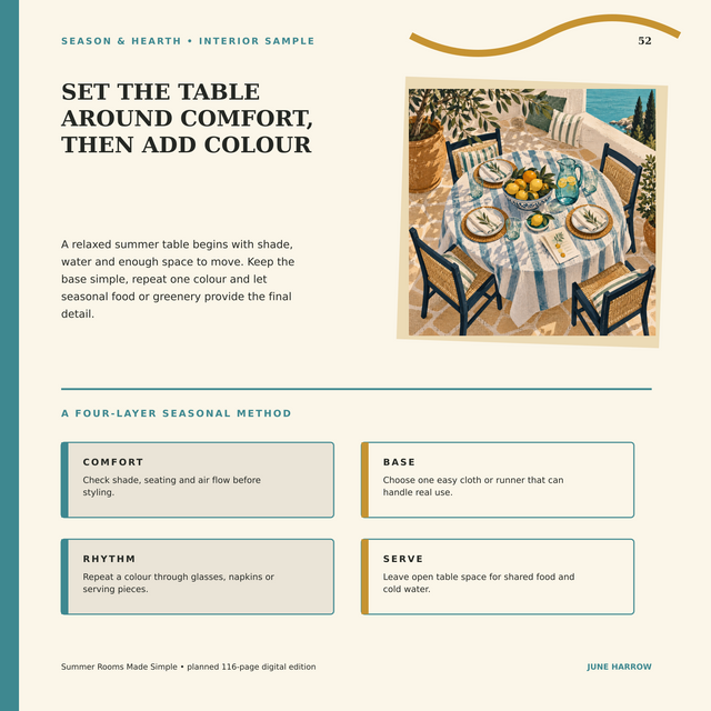 Sample page of Summer Rooms Made Simple, a SEASON & HEARTH digital guide.